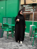 Black abaya with brown lining sleeves
