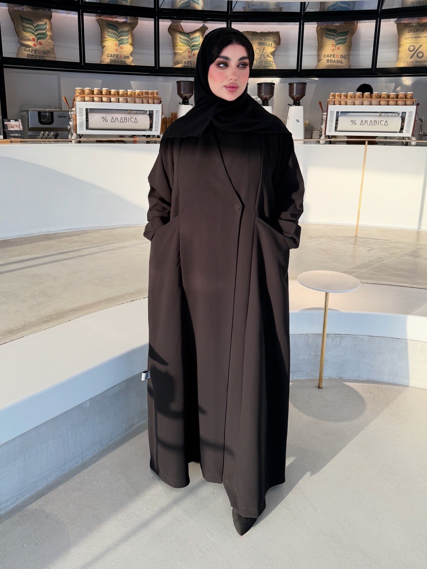 BLACK CREPE ABAYA WITH SIDE POCKETS