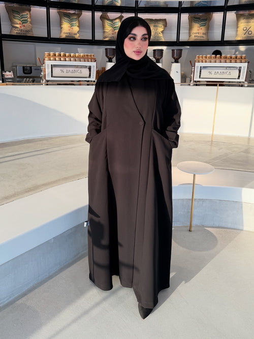 BLACK CREPE ABAYA WITH SIDE POCKETS