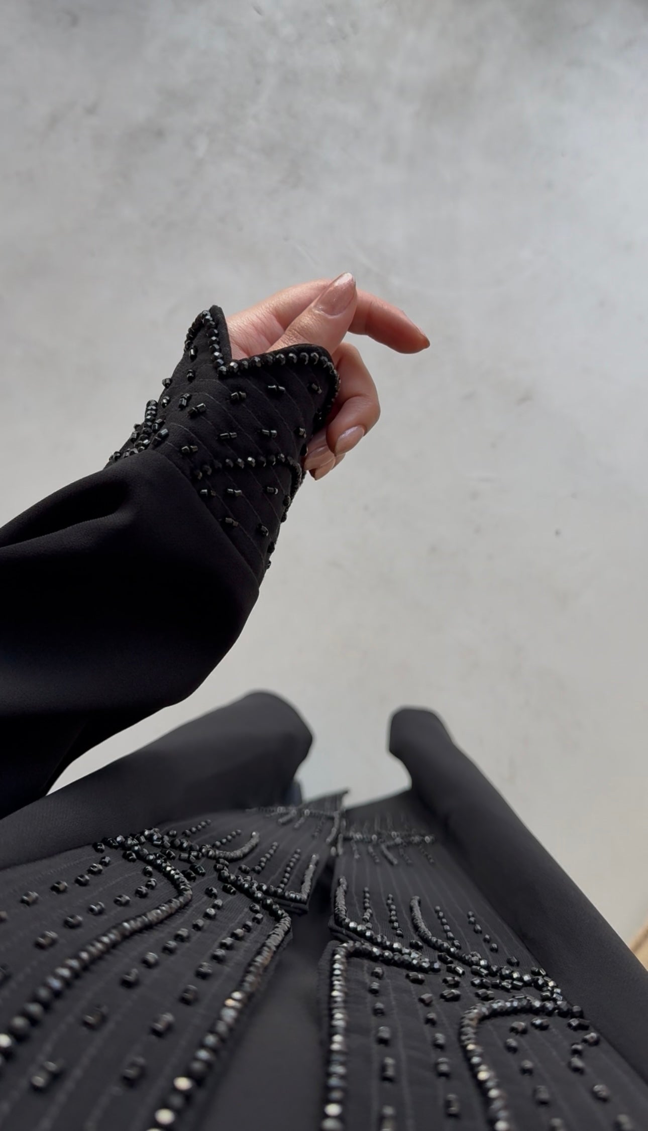 embroidered abaya with beads