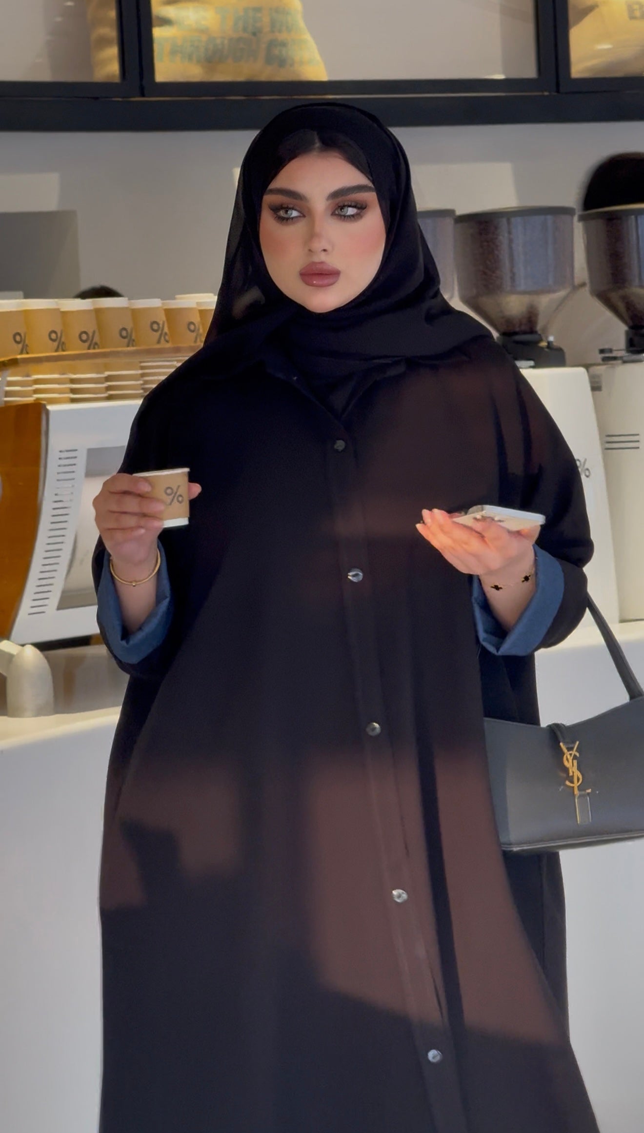 BLACK CREPE ABAYA WITH JEANS SLEEVES