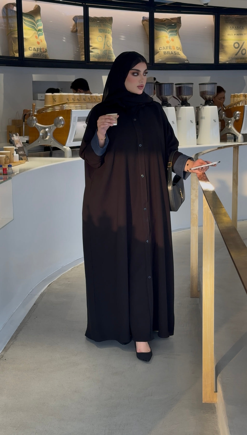BLACK CREPE ABAYA WITH JEANS SLEEVES
