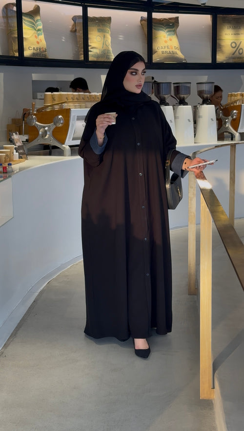 BLACK CREPE ABAYA WITH JEANS SLEEVES