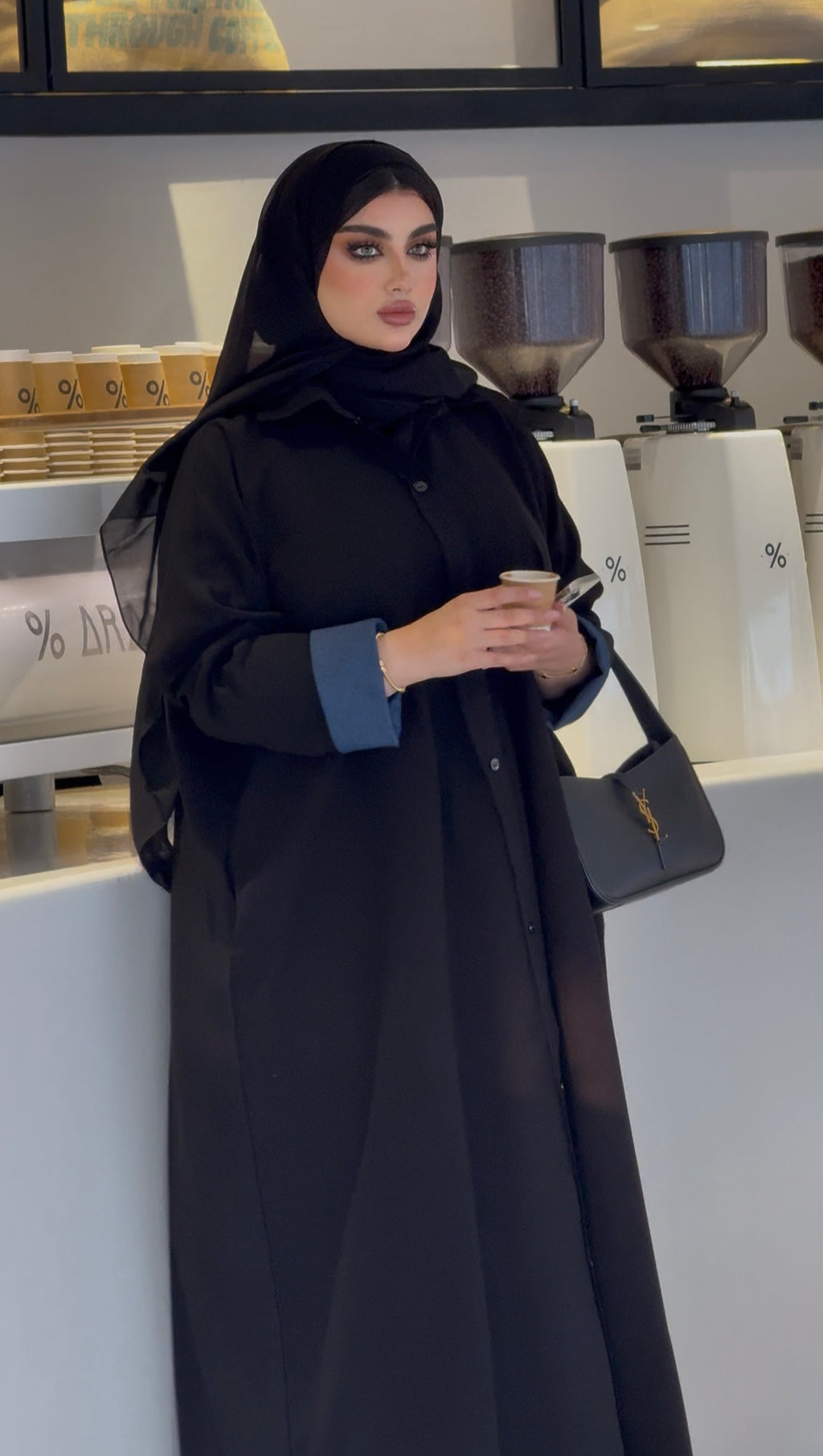 BLACK CREPE ABAYA WITH JEANS SLEEVES