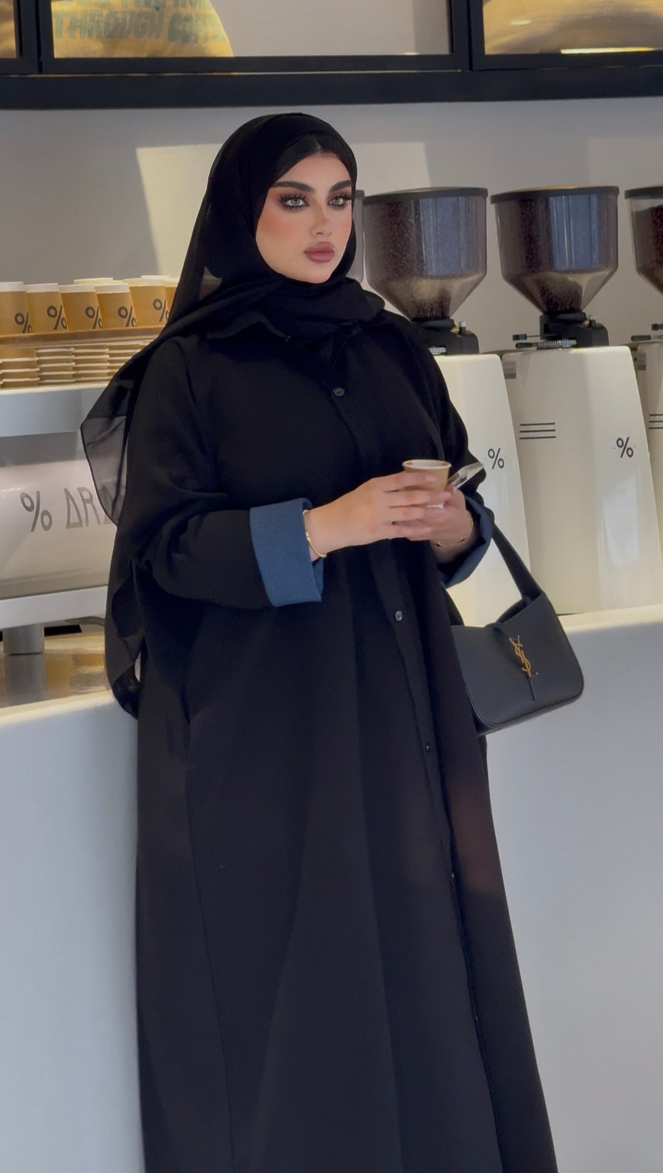 BLACK CREPE ABAYA WITH JEANS SLEEVES