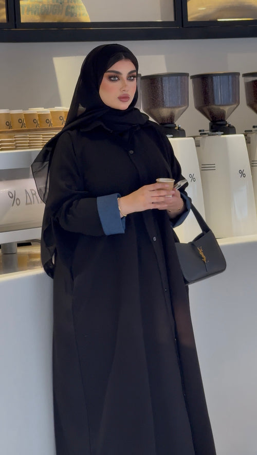 BLACK CREPE ABAYA WITH JEANS SLEEVES