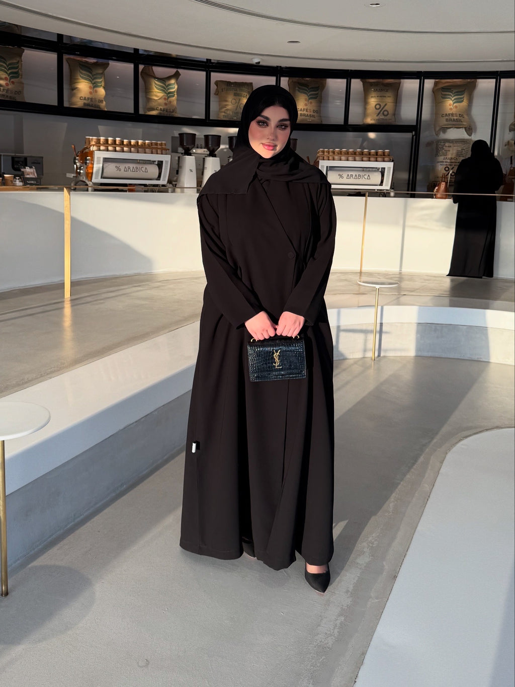 BLACK CREPE ABAYA WITH SIDE POCKETS