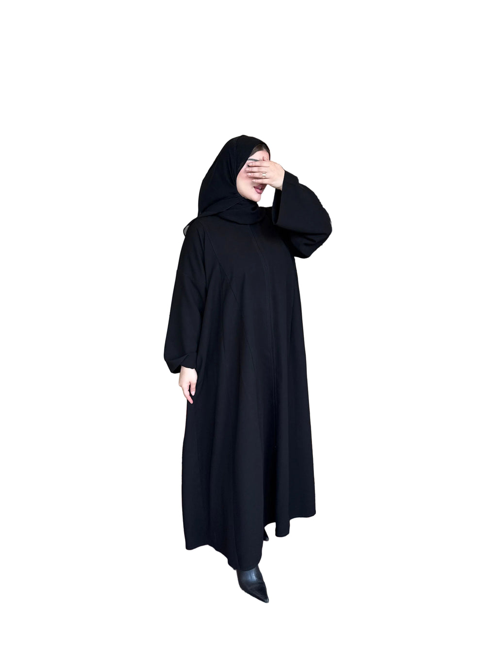 black double flared close Abaya