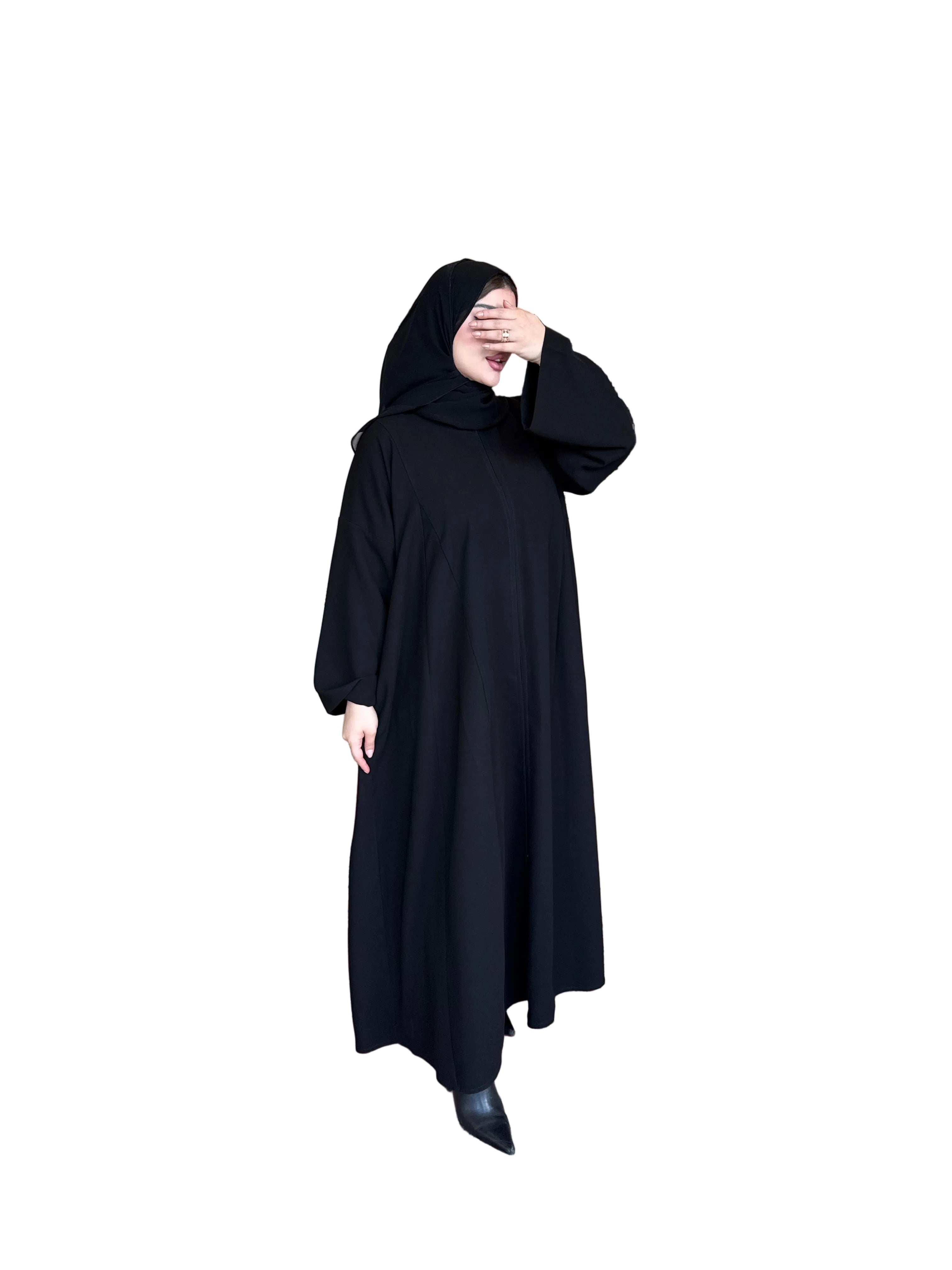 black double flared close Abaya