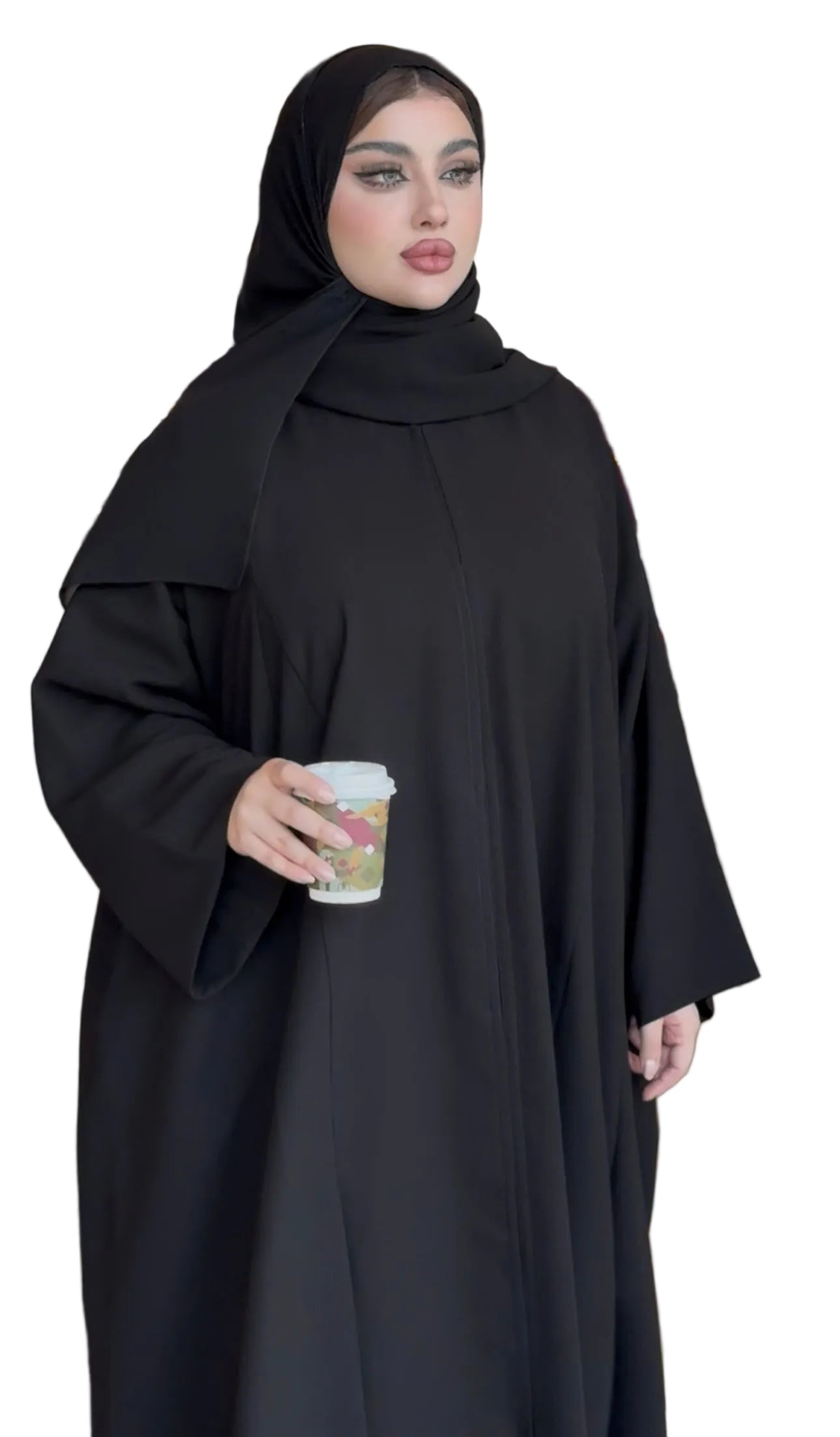 black double flared close Abaya