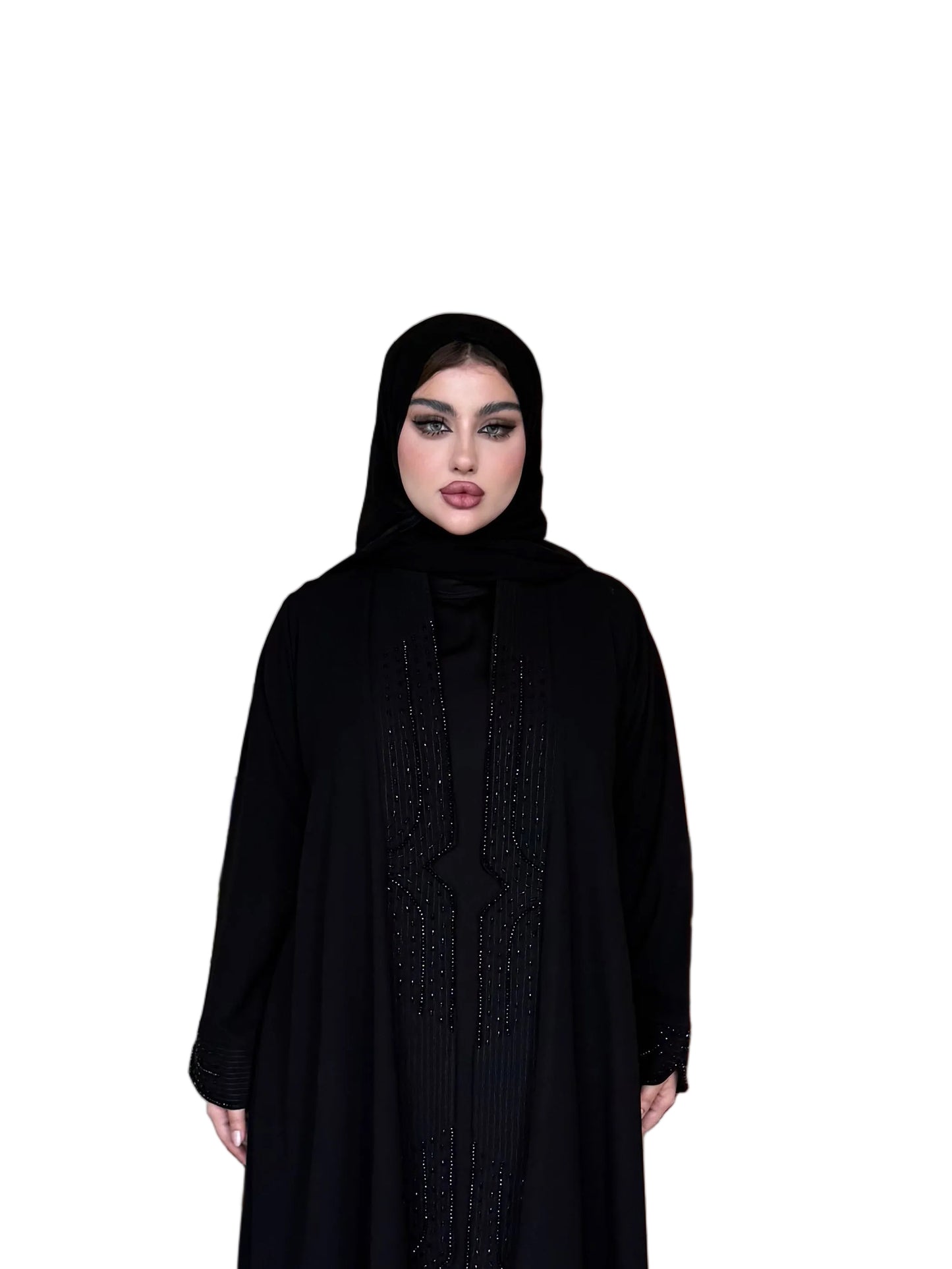 embroidered abaya with beads