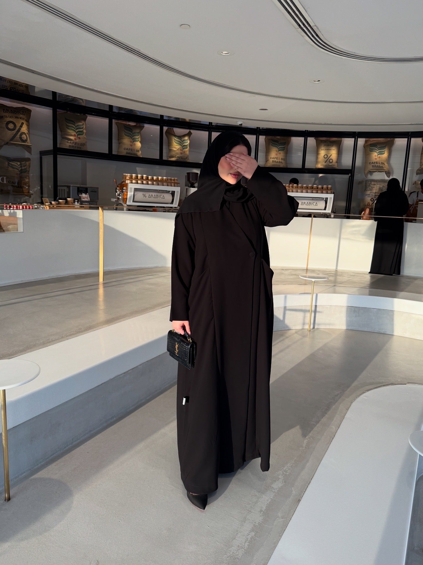 BLACK CREPE ABAYA WITH SIDE POCKETS