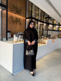 BLACK CREPE ABAYA WITH JEANS SLEEVES
